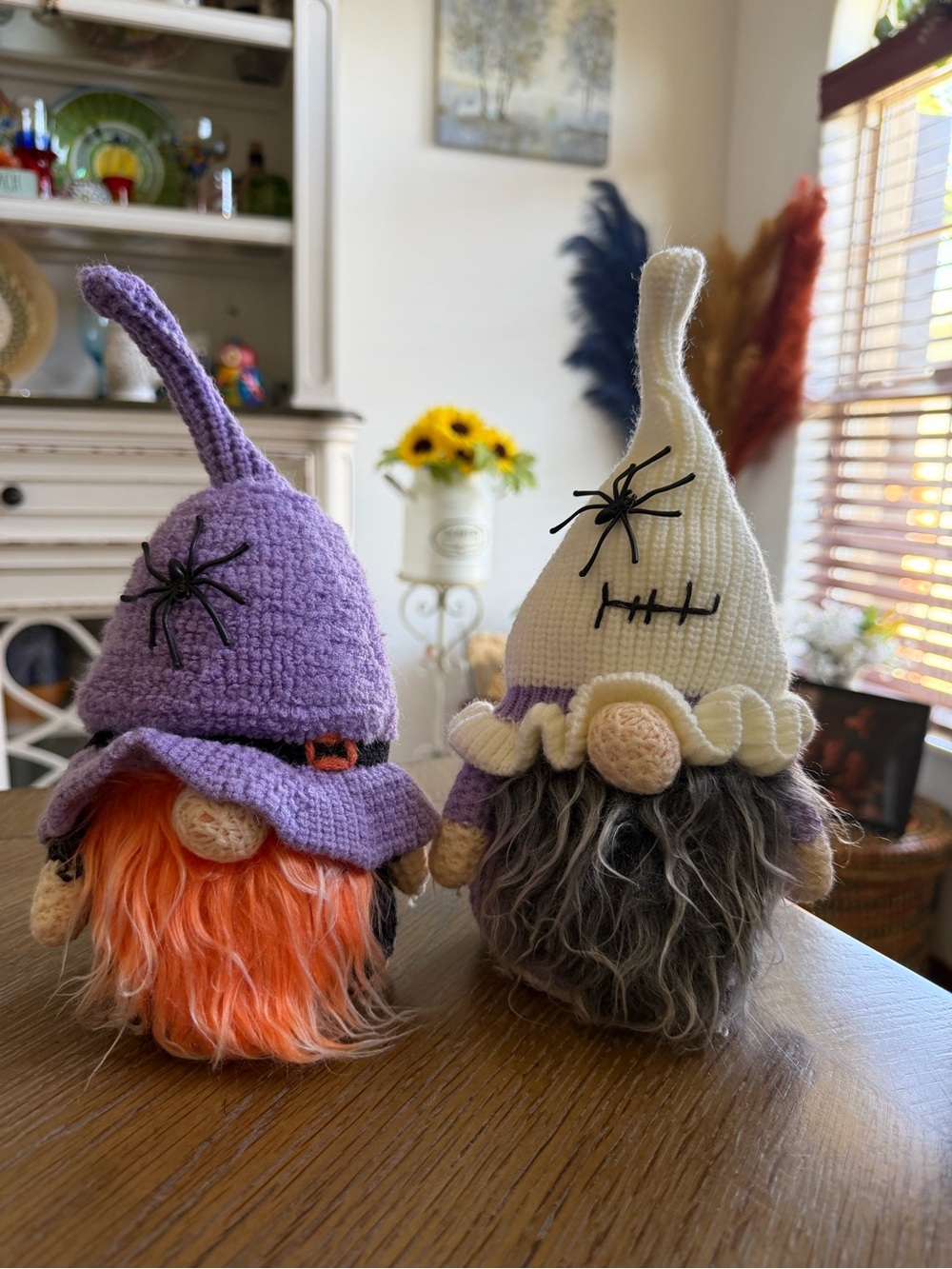 Handmade Halloween Gnomes — Purple & Cream Decorative Set
